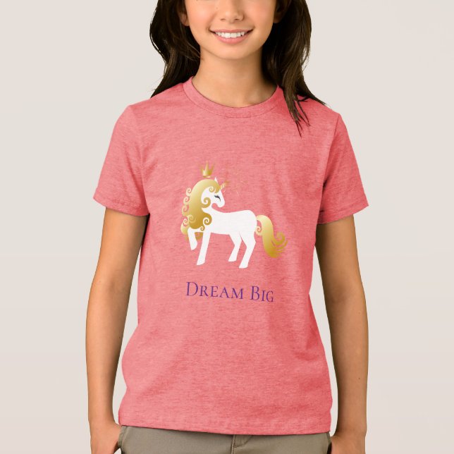 Guld White Unicorn Dream T Shirt (Framsida)