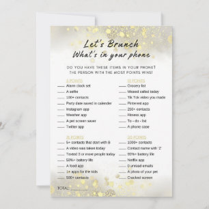 Guld White What's in your Mobil Brunch Party Game Inbjudningar