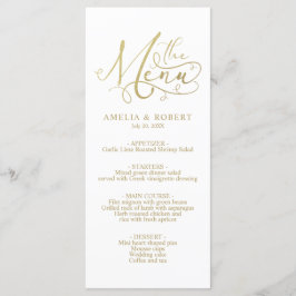 Guld White Whimsical Elegant Calligraphy Menu Meny