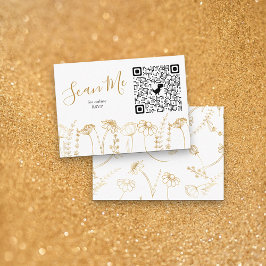 Guld Wildblomsketch Online OSA QR-kod Tilläggskort