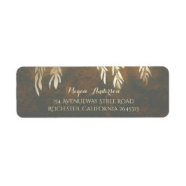 Guld Willow Träd Grenar Bröllop Returadress Etikett
