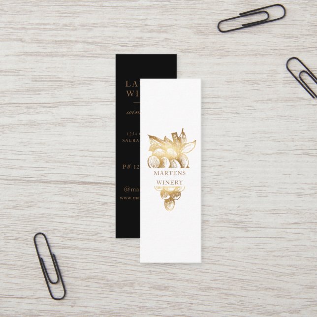 Guld Winery Elegant Sommelier Vin Maker Mini Visitkort (Fram/Back In Situ)