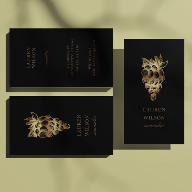 Guld Winery Winemaker Sommelier Elegant Visitkort (Skapare uppladdad)