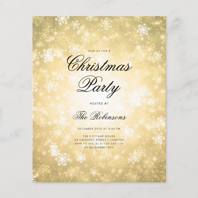 Guld Winter Helgdag Inbjudan Program & Menu (Framsidan)