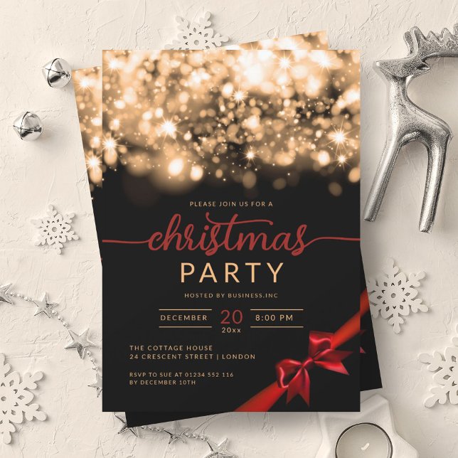 Guld Winter Moukling Company Julafton Party Inbjudningar (Gold Winter Sparkling Company Xmas Party Invitation)