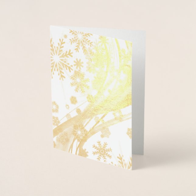 Guld Winter Snöflingor jul Swirl Folierat Kort (Framsida)
