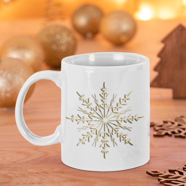Guld Winter Snöflingor på White Jumbo Mugg (Skapare uppladdad)