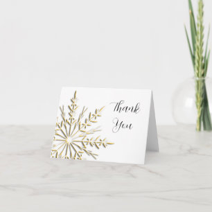 Guld Winter Snowflake on White Tack Kort