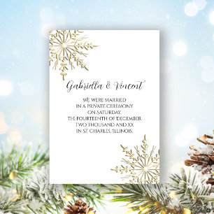 Guld Winter Snowflake Private Giftermål / Elopemen Inbjudningar