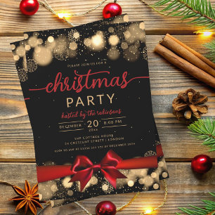 Guld Winter Wonderland Family Julafton Red Ribbon Inbjudningar