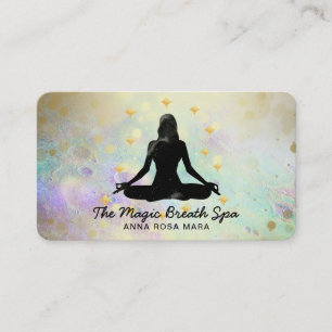 * Guld Woman Glitter Meditation Mindfulness Yoga Visitkort
