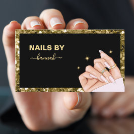 Guld Woman Hand Nail salon Affärskort Visitkort