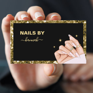 Guld Woman Hand Nail salon Affärskort Visitkort