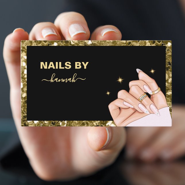 Guld Woman Hand Nail salon Affärskort Visitkort (Skapare uppladdad)
