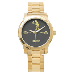 Guld Woman Tennis Player Silhouette Watch Armbandsur