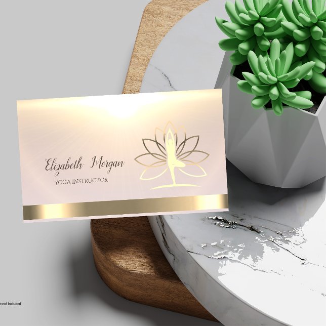 Guld Women Silhouette Lotus Yoga Instructor Visitkort (Skapare uppladdad)