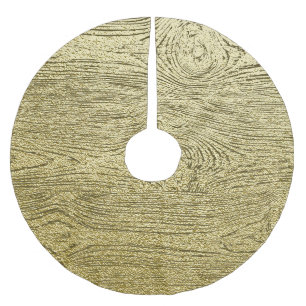 Guld Wood Glitter Struktur Julgransmatta Borstad Polyester