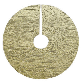 Guld Wood Glitter Struktur Julgransmatta Borstad Polyester
