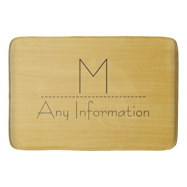 Guld Wood Grain Struktur Monogram Badrumsmatta (Framsidan)