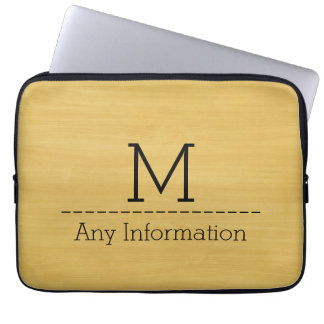 Guld Wood Grain Struktur Monogram Laptop Fodral