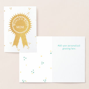 Guld World Best Mamma Ribbon Card Folierat Kort