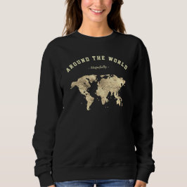 Guld World Map Traveler T Shirt