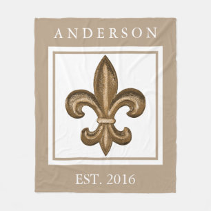 Guld- Wrought järn Fleur de Lis Personifiera Fleecefilt