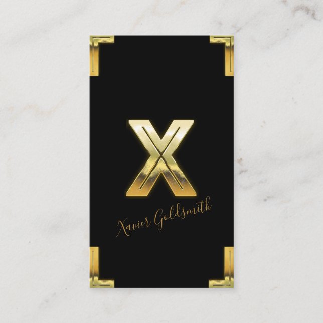 Guld X Initial och kanter Visitenhet Visitkort (Framsida)