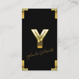 Guld Y Initial och Gräns Affärskort Visitkort