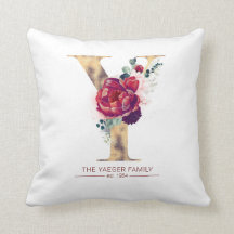 Guld Y Monogram Blommigt Burgundy Red