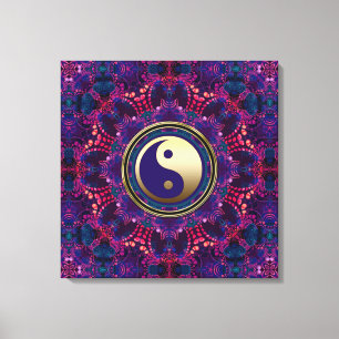 Guld Yin Yang Lila Indigo Ocho Energy Mandala Canvastryck