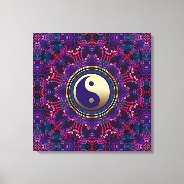 Guld Yin Yang Lila Indigo Ocho Energy Mandala Canvastryck (Framsida)
