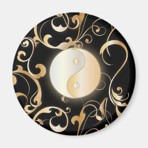 Guld- Yin & Yang med rullor Magnet