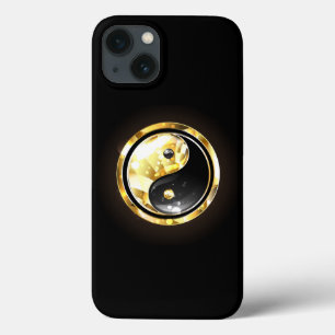 Guld Yin Yang på svart