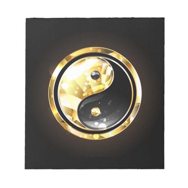 Guld Yin Yang på svart Anteckningsblock (Framsida)