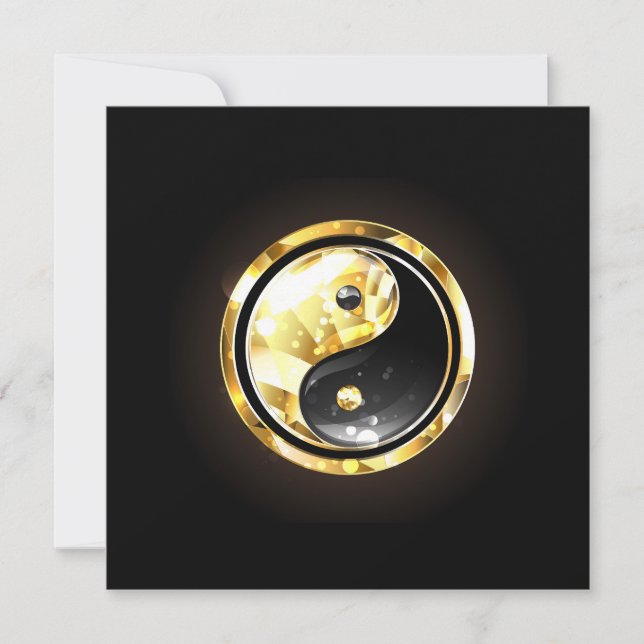 Guld Yin Yang på svart Anteckningskort (Framsida)