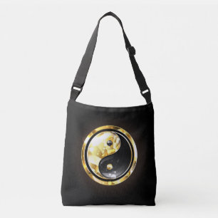 Guld Yin Yang på svart Axelväska