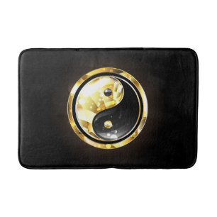 Guld Yin Yang på svart Badrumsmatta