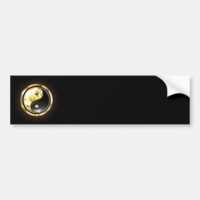 Guld Yin Yang på svart Bildekal (Framsidan)