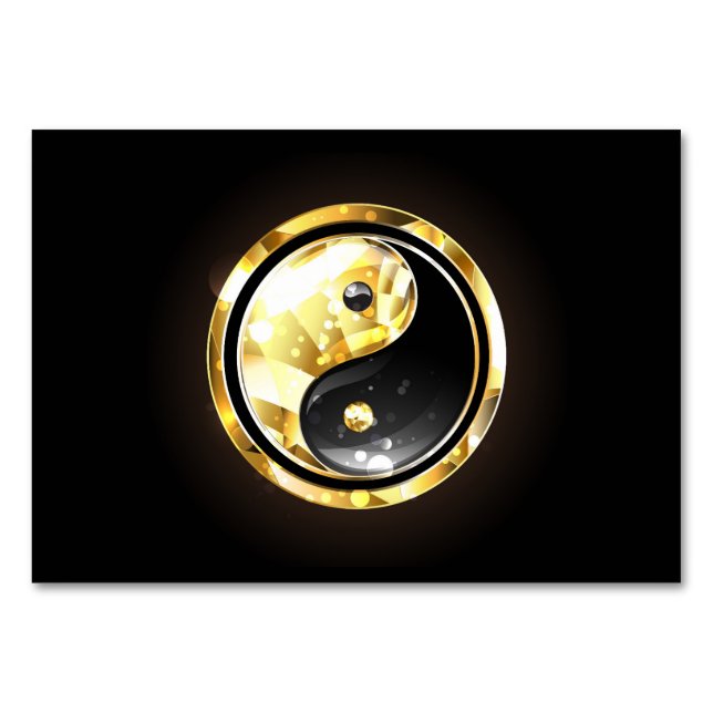 Guld Yin Yang på svart Bordsnummer (Framsidan)