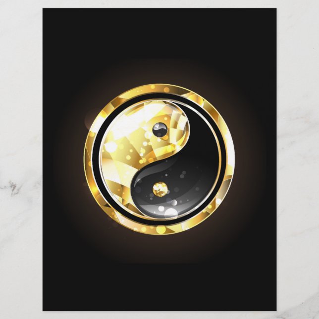 Guld Yin Yang på svart Brevhuvud (Framsida)