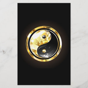Guld Yin Yang på svart Brevpapper