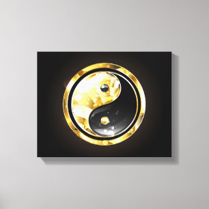Guld Yin Yang på svart Canvastryck