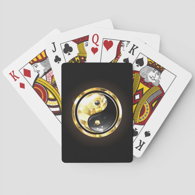 Guld Yin Yang på svart Casinokort (Baksidan)