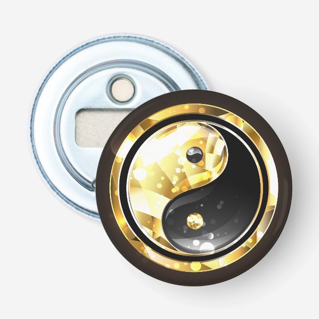 Guld Yin Yang på svart Flasköppnare (Framsidan)