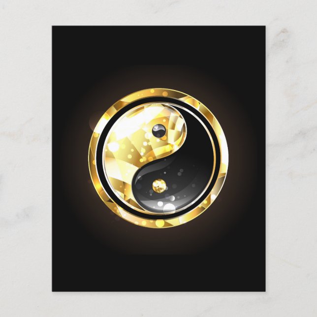Guld Yin Yang på svart Flygblad (Framsidan)