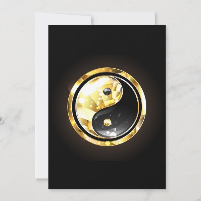 Guld Yin Yang på svart Inbjudningar (Framsida)