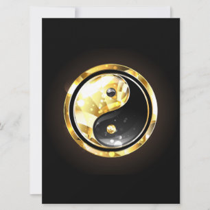 Guld Yin Yang på svart Julkort