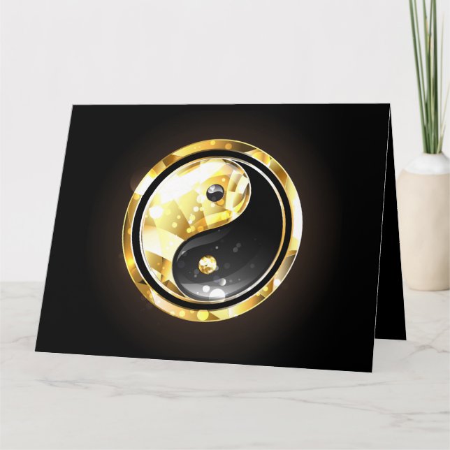 Guld Yin Yang på svart Kort (Framsida)