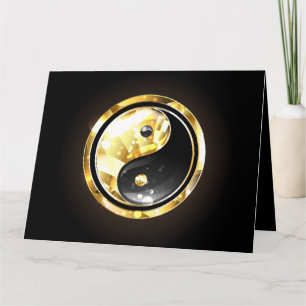 Guld Yin Yang på svart Kort